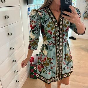 Farm Rio Blue Beauty Bouquet Mini Dress